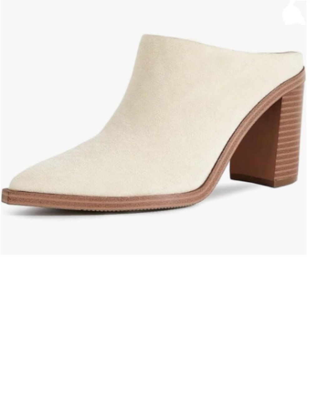 FOWT Off-white Pointed Toe Slip On Mules Stacked Block High Heel Sandal